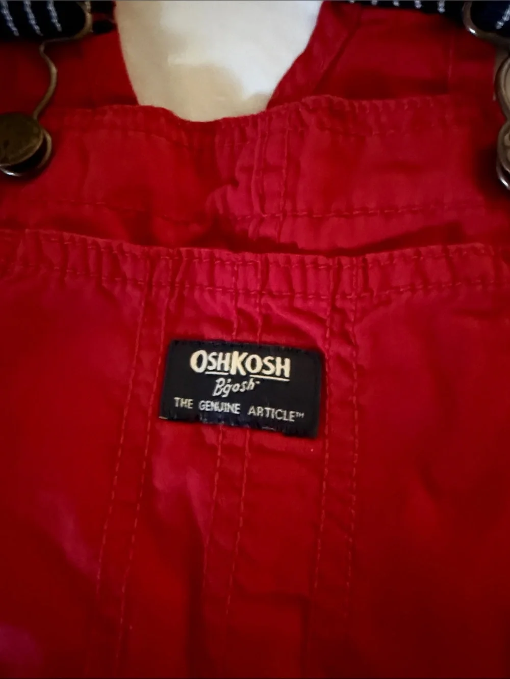 OshKosh B'gosh Red Solid and Red-White-Blue Plaid Kids Overalls